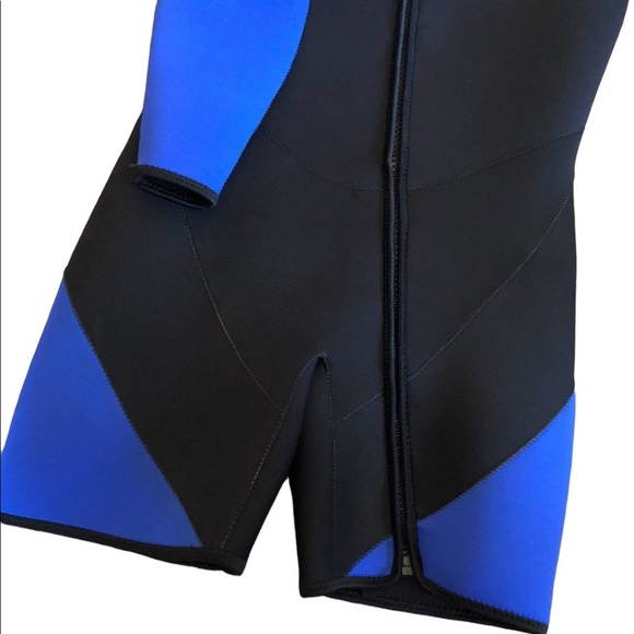 Deep See Long Sleeve Asymmetrical Zip Shorts Wet Suit Adult Medium - Picture 3 of 11